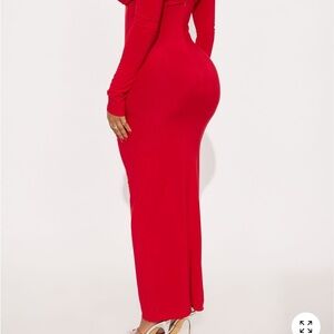 Fashion Nova Vibrant Red Long Sleeve Dress